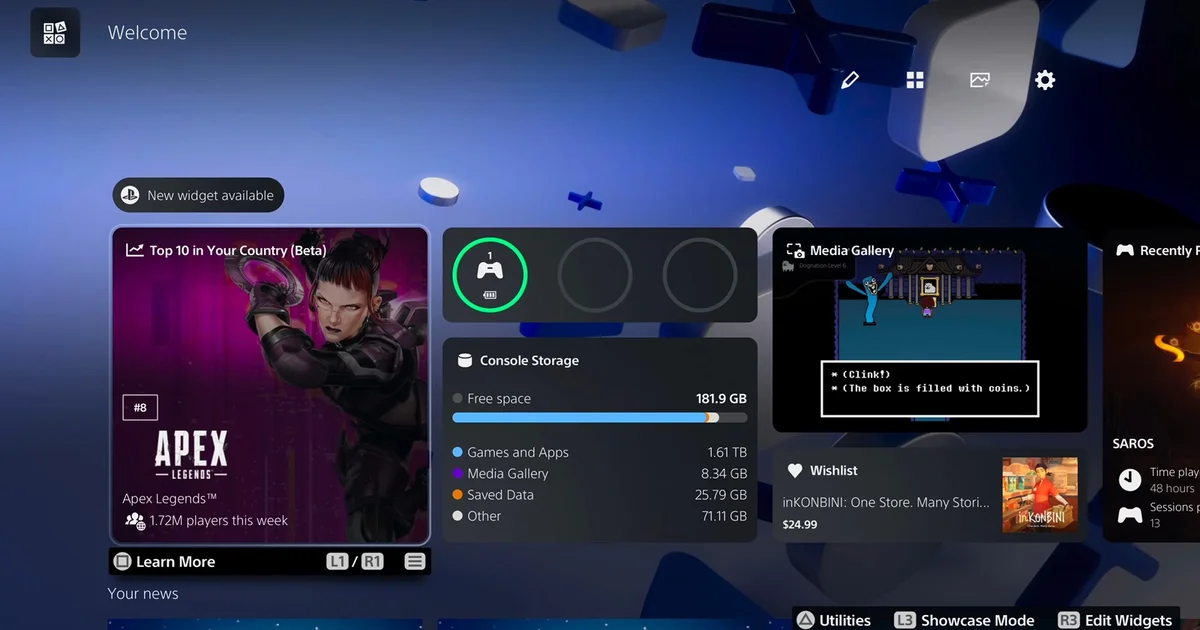 PS5「Welcomeハブ」に週間人気ゲームTOP10表示機能、ベータで実装開始